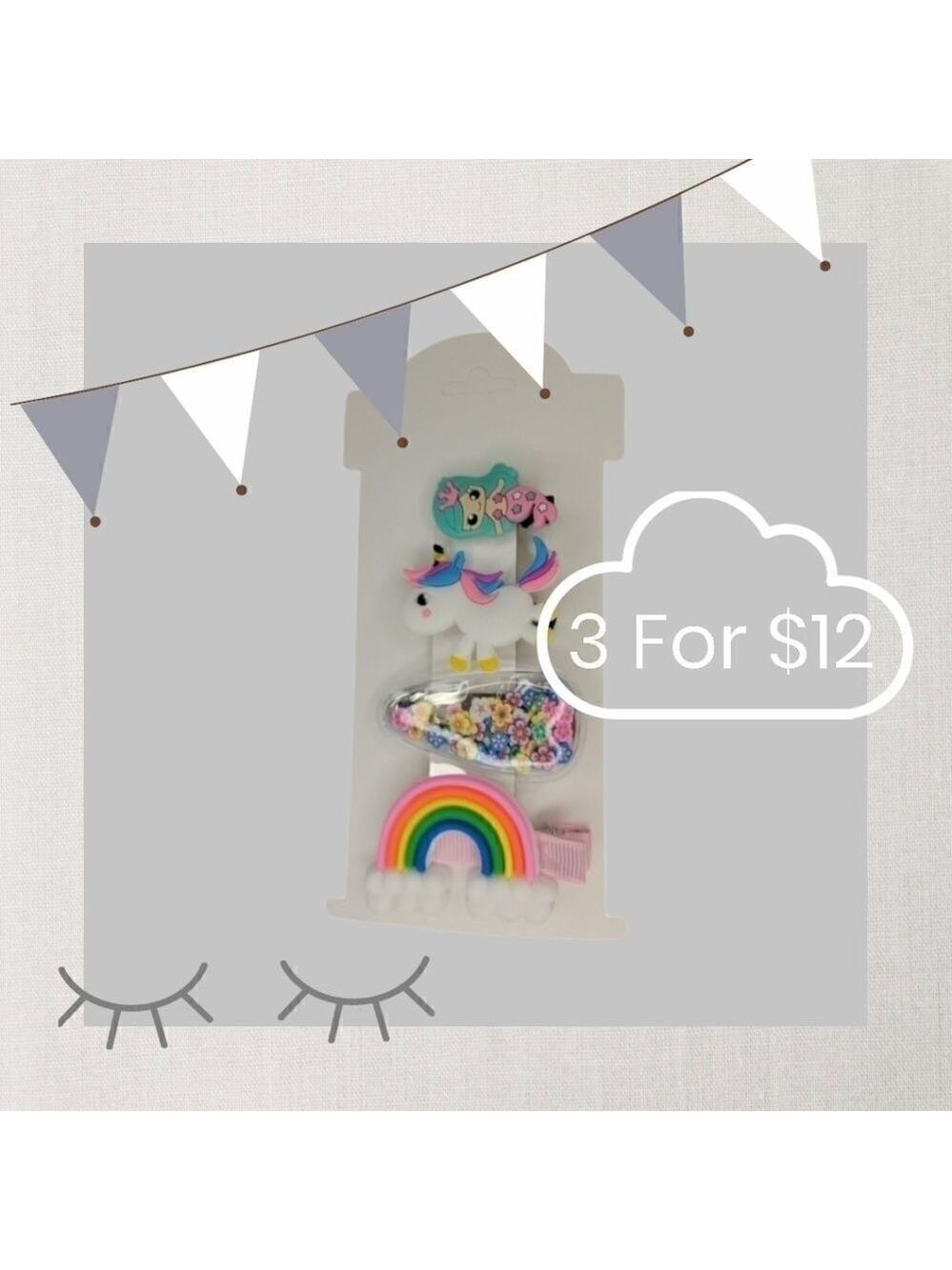 3 for $12 4pc Children Hairclip Set